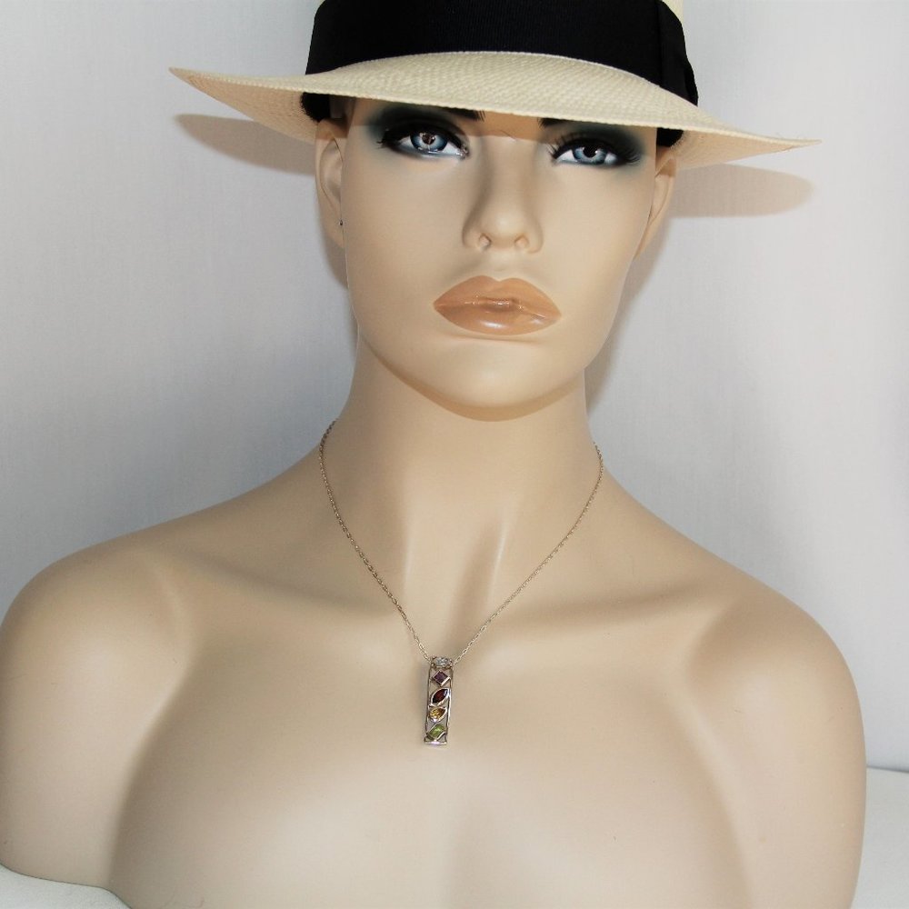 Sterling Silver 5 Multi-Gemstone Chakra Necklace